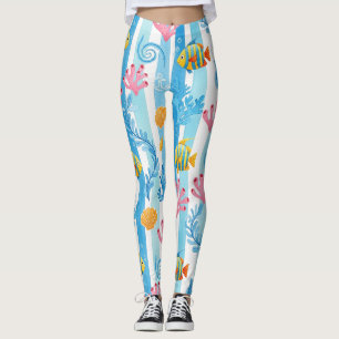 Retro-nautisches Wasserfarbmuster (11) Leggings