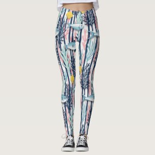 Retro-nautisches Wasserfarbmuster (6) Leggings