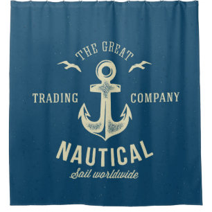 Retro nautischlogo duschvorhang