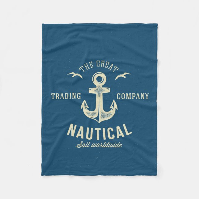 Retro nautischlogo fleecedecke (Vorderseite)