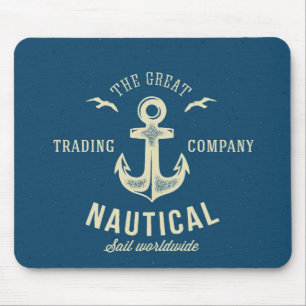Retro nautischlogo mousepad