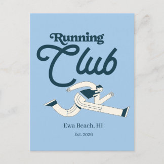 Retro Navy Blau Laufclub Personalisierte Grafik Postkarte