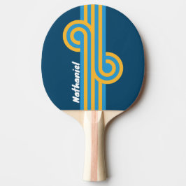 Retro Navy Blau Loop mit Namen Tischtennis Schläger