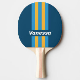 Retro-Navy-Blau-Streifen mit Namen Tischtennis Schläger