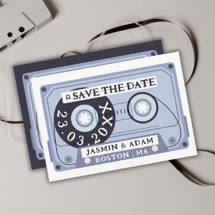 Retro Navy Blue Cassette Tape Hochzeit Save The Date
