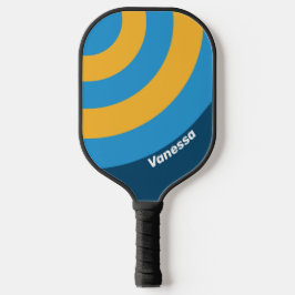 Retro Navy Blue Circle Streifen mit Namen Pickleball Schläger