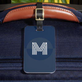 Retro Navy Blue Geometric Modern Monogram Gepäckanhänger