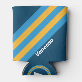 Retro Navy Blue Stripes with Name Dosenkühler