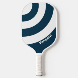 Retro Navy drei Circle Strip mit Namen Pickleball Schläger