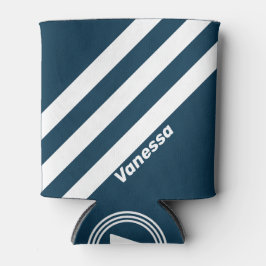 Retro Navy Drei Streifen mit Namen Dosenkühler