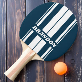 Retro Navy Dualboard Streifen mit Namen Tischtennis Schläger
