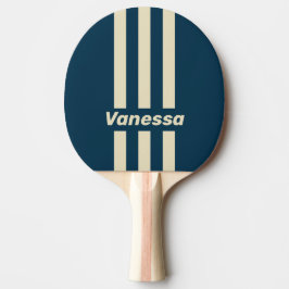 Retro Navy Fade Drei Pin Streifen mit Namen Tischtennis Schläger