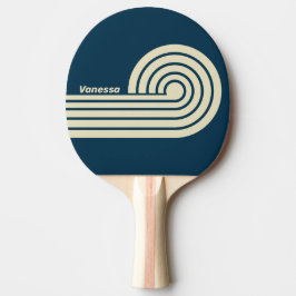Retro Navy Fade Dual Curl Streifen mit Namen Tischtennis Schläger