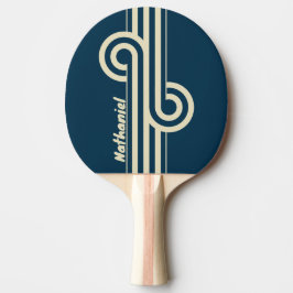 Retro Navy Fade Dual Stripe Loop mit Namen Tischtennis Schläger