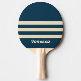 Retro Navy Fade Three Across Striping with Name Tischtennis Schläger