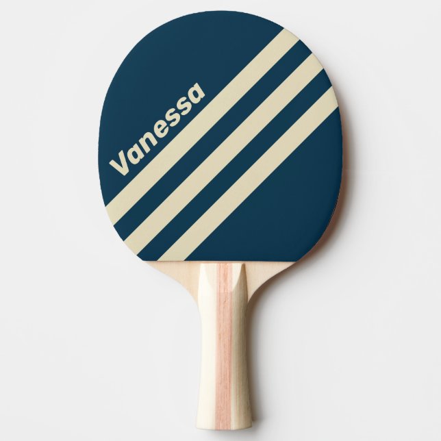 Retro Navy Fade Three Angled Striping with Name Tischtennis Schläger (Vorderseite)