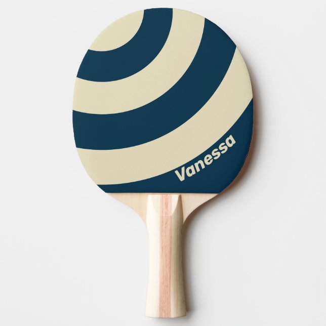 Retro Navy Fade Three Circle Stripe with Name Tischtennis Schläger (Vorderseite)