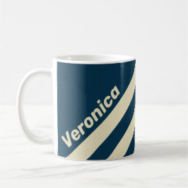 Retro Navy Fade Three Stripes with Name Kaffeetasse