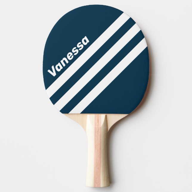 Retro Navy Three Angled Striping with Name Tischtennis Schläger (Vorderseite)