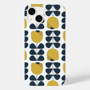 Retro Navy und Yellow Floral Muster Case-Mate iPhone 14 Hülle