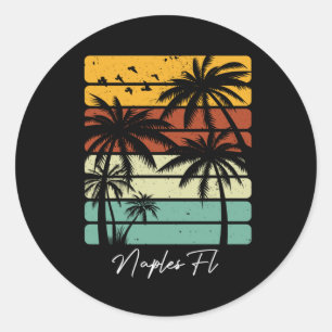 Retro Neapel Florida Vintage 70er 80er Strandstil Runder Aufkleber