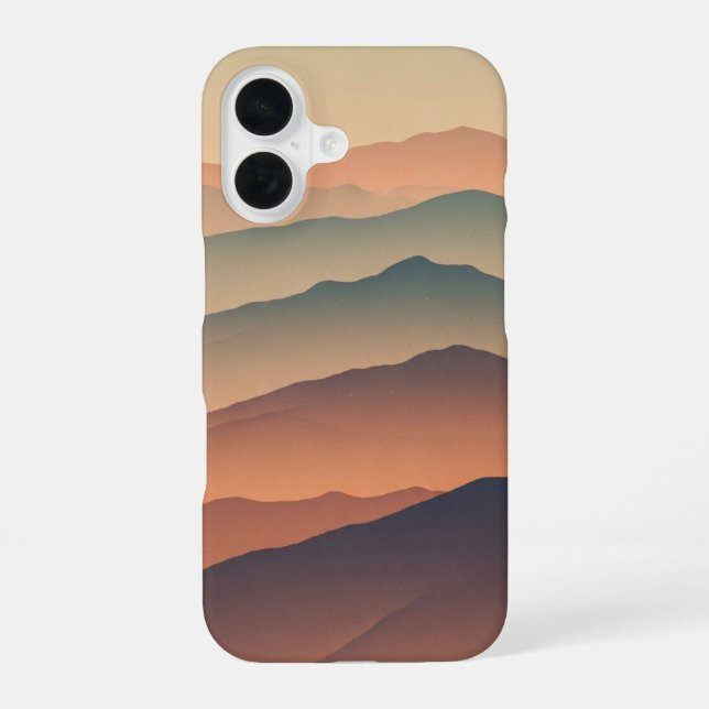 Retro Nebelberge iPhone 16 Hülle (Rückseite)