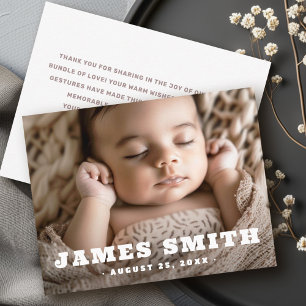 Retro nennen Sie neues Baby Foto vielen Dank Ankündigung