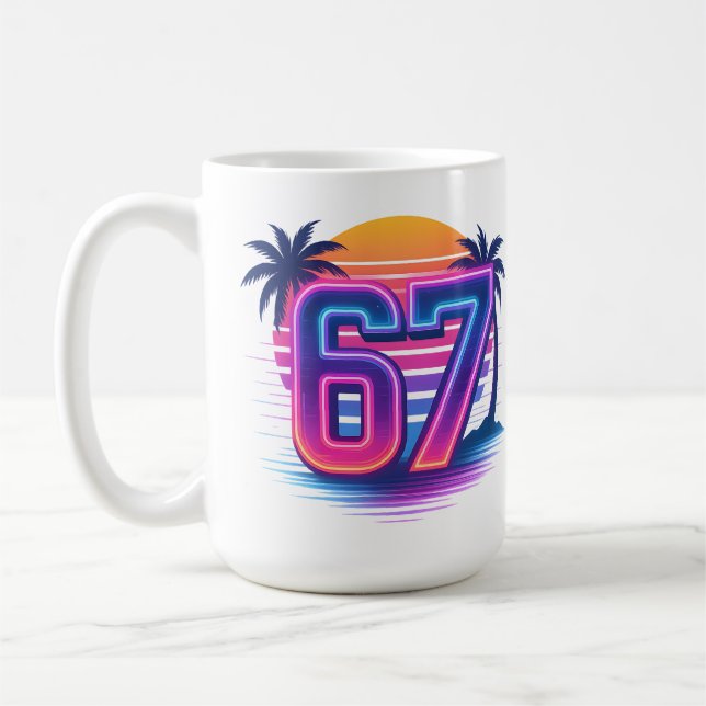Retro Neon 67 Ästhetik Kaffeetasse (Links)