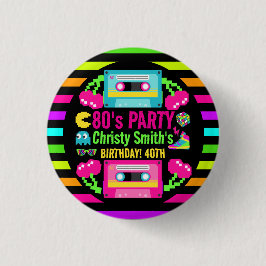 Retro Neon 80er Birthday Party Button