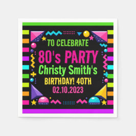 Retro Neon 80s Birthday Party Serviette