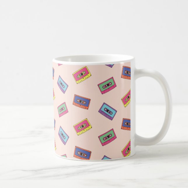 Retro Neon Audio-Kassettenbandmuster Kaffeetasse (Rechts)