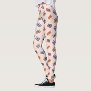 Retro Neon Audio-Kassettenbandmuster Leggings