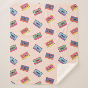 Retro Neon Audio-Kassettenbandmuster Sherpadecke