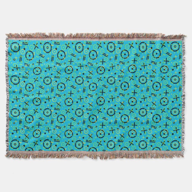 Retro Neon Blue Pattern der 80er/90er Jahre Decke (Vorderseite)