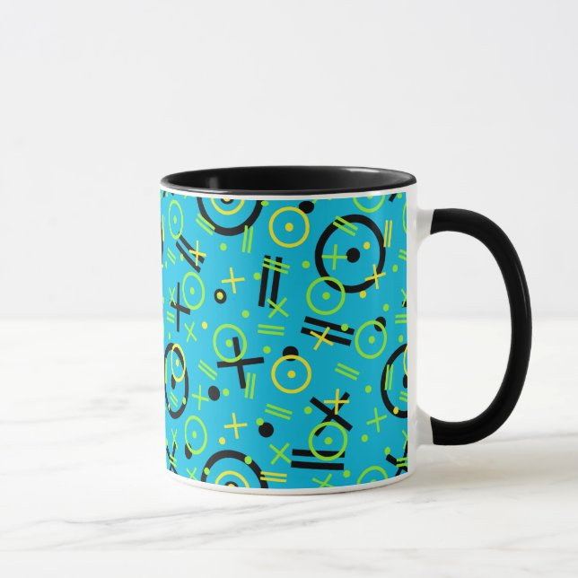 Retro Neon Blue Pattern der 80er/90er Jahre Tasse (Rechts)