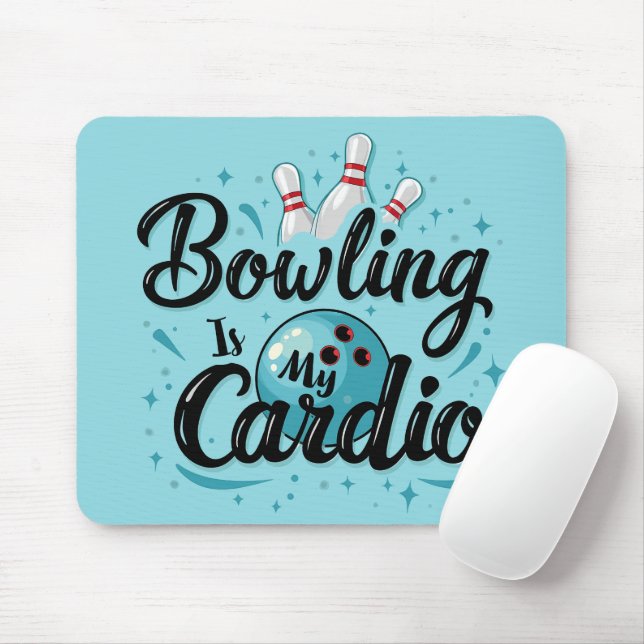 Retro Neon "Bowling Is My Cardio" Funny Bowling Mousepad (Mit Mouse)