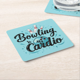 Retro Neon "Bowling Is My Cardio" Funny Bowling Rechteckiger Pappuntersetzer