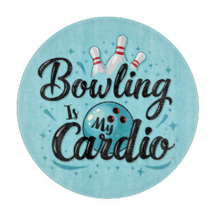 Retro Neon "Bowling Is My Cardio" Funny Bowling Schneidebrett