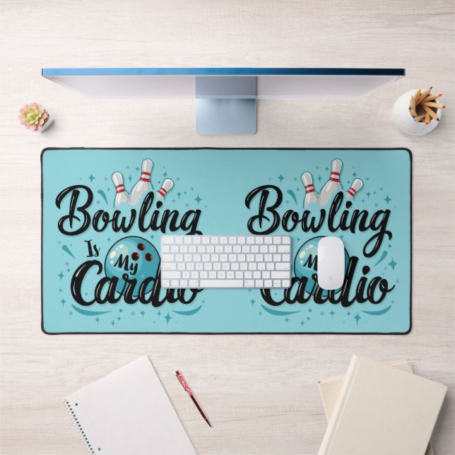 Retro Neon "Bowling Is My Cardio" Funny Bowling Schreibtischunterlage (Büro 1)
