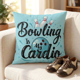 Retro Neon "Bowling ist mein Cardio" Lustiges Bowl Kissen