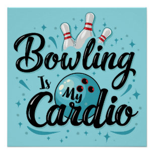 Retro-Neon-"Bowling ist mein Cardio"-Lustiges-Bowl Poster