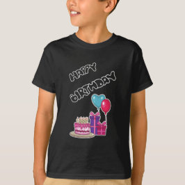 Retro Neon Bubble Text Happy Birthday  T-Shirt