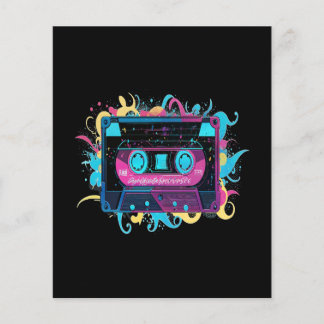 Retro Neon Cassette Tape mit lebhaftem Splash