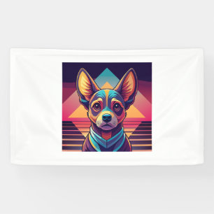 Retro Neon Chihuahua - Lebendige Synthwave-Dog Art Banner