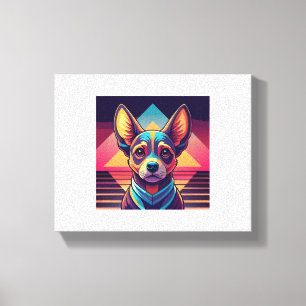 Retro Neon Chihuahua - Lebendige Synthwave-Dog Art Leinwanddruck
