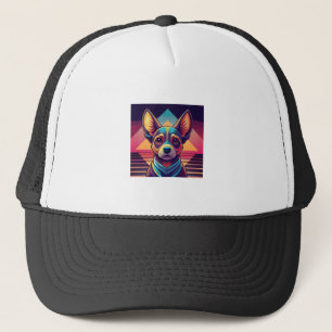 Retro Neon Chihuahua � Lebhafte Synthwave-Hundekun Truckerkappe