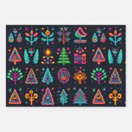 Retro Neon Christmas Geschenkpapier Set
