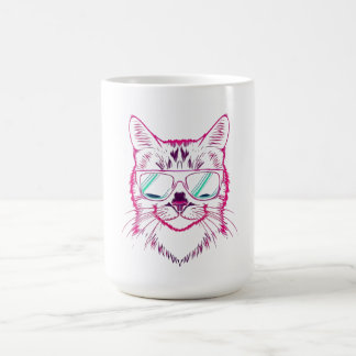 Retro-Neon-Cyberkatze mit Sonnenbrille Kaffeetasse