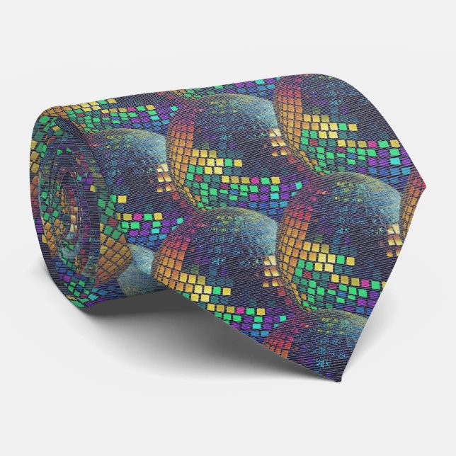 Retro-Neon-Disco-Geoden-Krawatte Krawatte (Gerollt)