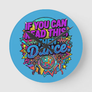 Retro-Neon-Disco-Kugel-Tanzparty-Grafikdesign Runde Wanduhr